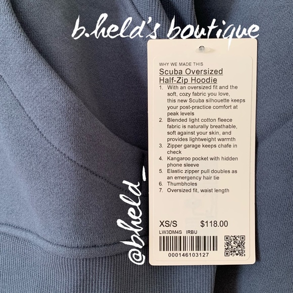 lululemon Scuba Oversized Half-Zip Hoodie in Iron Blue Size XS/S Brand New NWT - Picture 2 of 15